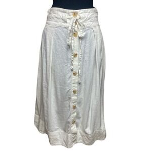 A New Day Linen-Blend Button-Front Midi Skirt Women's XS